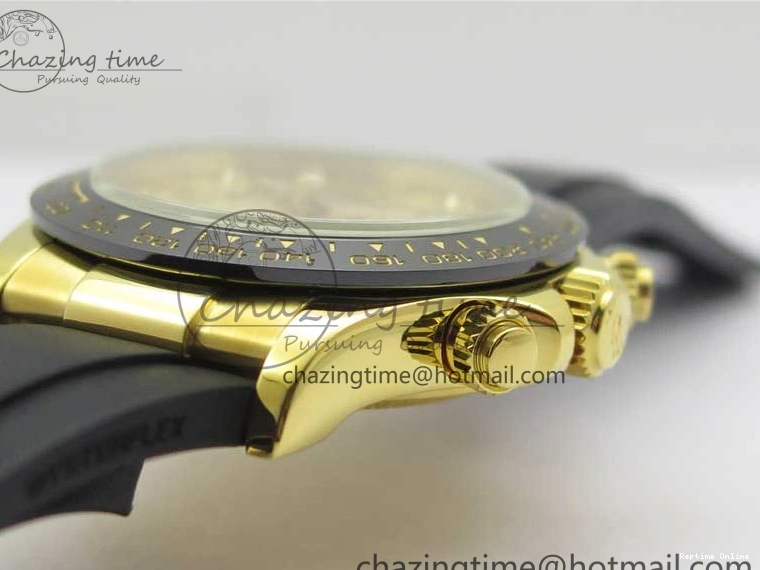 0412 Daytona 116518 Noob 1:1 Best Edition YG Plated 904L SS Case Goid Diamonds Dial on Black Rubber Strap SA4130 V4 (Free Extra Strap) Versatile 2587